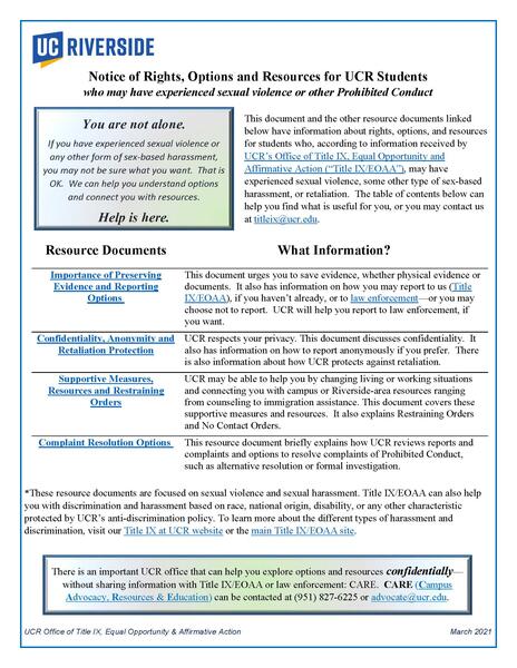 Rights and Options Letter for Students