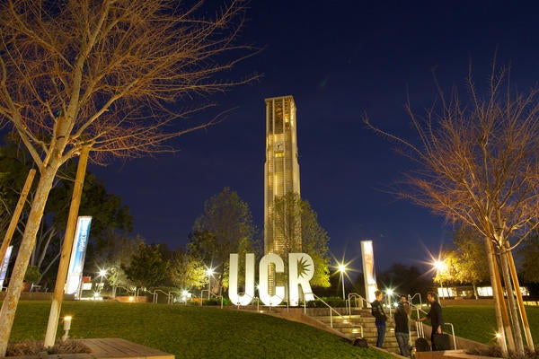 UCR Sign and Tower Night